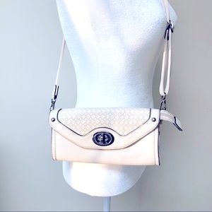Small Bone Color Crossbody Bag-Zipper Closure